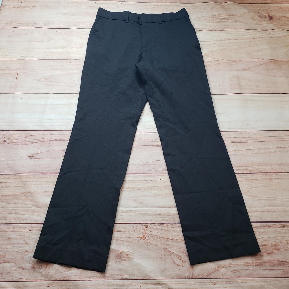 Perry‎ Ellis Portfolio Pants Mens 30x30 Gray Dress Straight Microfiber Polyester